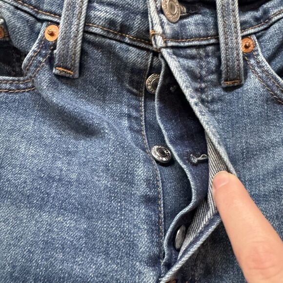 Levi's Women’s Wedgie Straight 27 Jeans Size 27x27 Blue Denim Frayed Hem Used - Picture 8 of 12